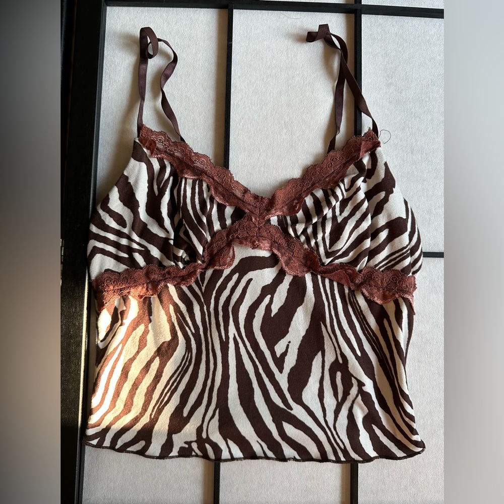 SHEIN Y2k Inspired Brown Zebra Top